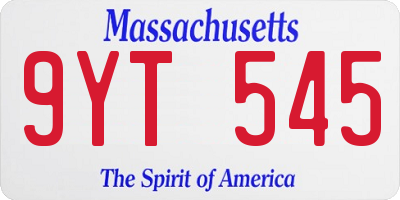 MA license plate 9YT545