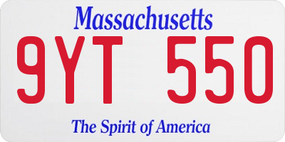 MA license plate 9YT550
