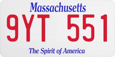 MA license plate 9YT551