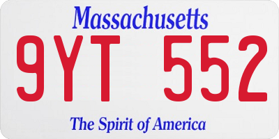 MA license plate 9YT552