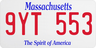 MA license plate 9YT553