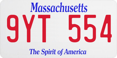 MA license plate 9YT554