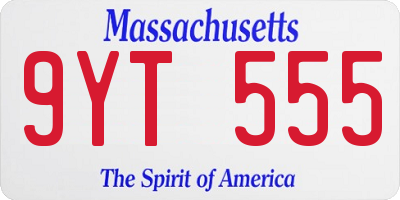 MA license plate 9YT555