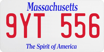 MA license plate 9YT556