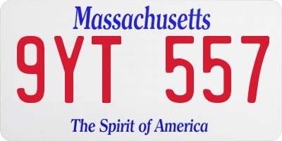 MA license plate 9YT557