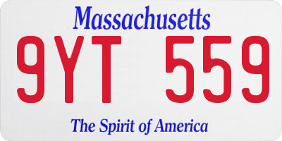 MA license plate 9YT559