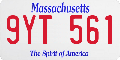 MA license plate 9YT561