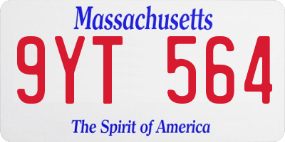 MA license plate 9YT564
