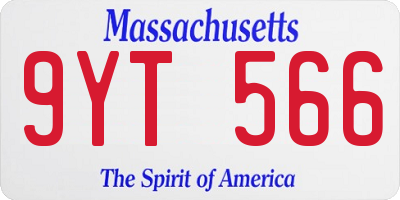 MA license plate 9YT566