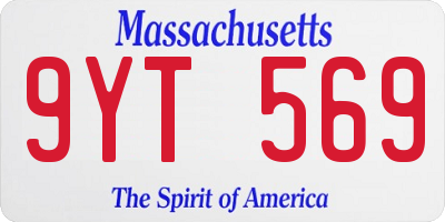 MA license plate 9YT569