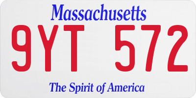 MA license plate 9YT572