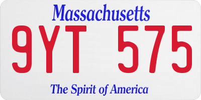 MA license plate 9YT575