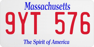 MA license plate 9YT576