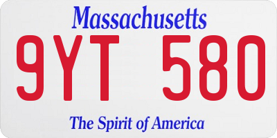 MA license plate 9YT580