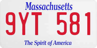 MA license plate 9YT581