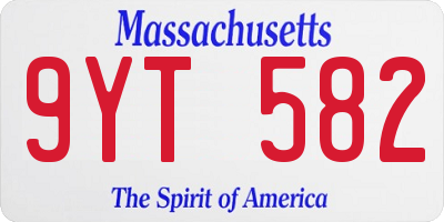 MA license plate 9YT582