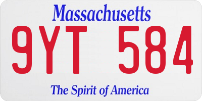 MA license plate 9YT584