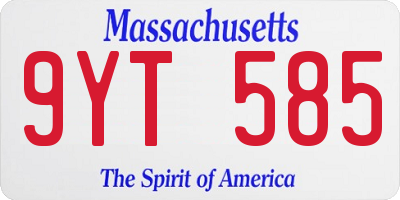 MA license plate 9YT585