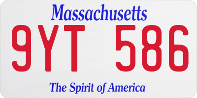 MA license plate 9YT586