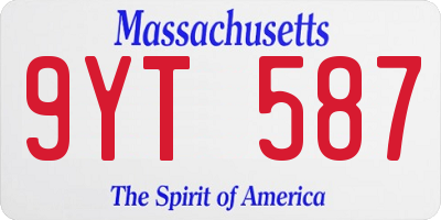 MA license plate 9YT587