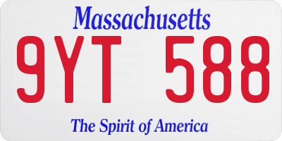 MA license plate 9YT588