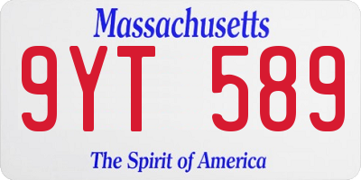 MA license plate 9YT589