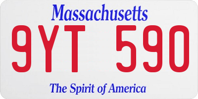 MA license plate 9YT590