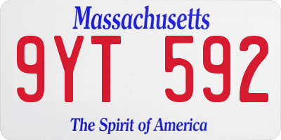 MA license plate 9YT592