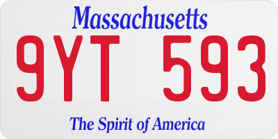 MA license plate 9YT593