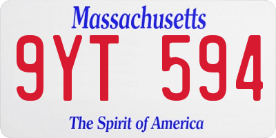 MA license plate 9YT594