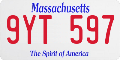 MA license plate 9YT597