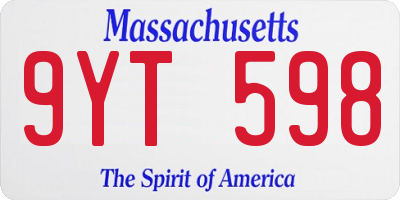 MA license plate 9YT598