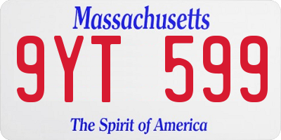 MA license plate 9YT599
