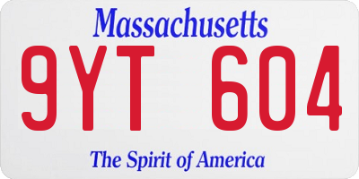 MA license plate 9YT604