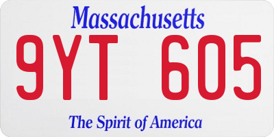 MA license plate 9YT605