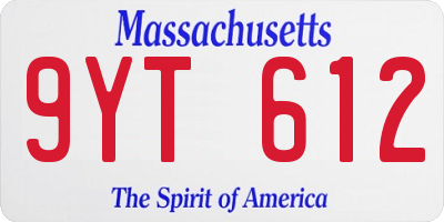MA license plate 9YT612