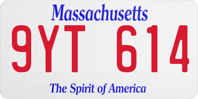 MA license plate 9YT614