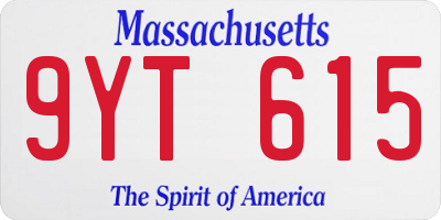 MA license plate 9YT615