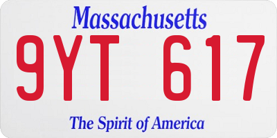 MA license plate 9YT617
