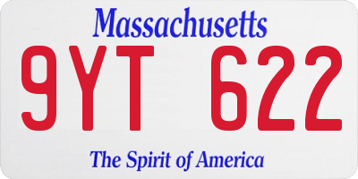 MA license plate 9YT622