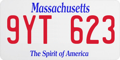 MA license plate 9YT623