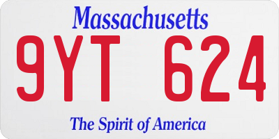 MA license plate 9YT624