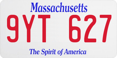 MA license plate 9YT627
