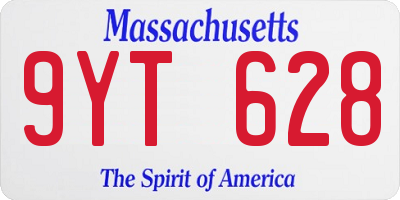 MA license plate 9YT628