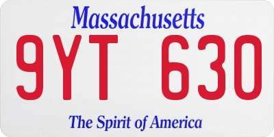 MA license plate 9YT630