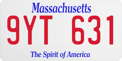 MA license plate 9YT631