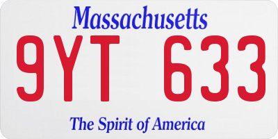 MA license plate 9YT633