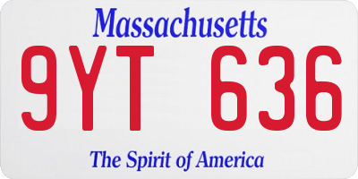 MA license plate 9YT636