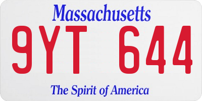 MA license plate 9YT644