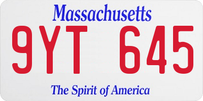 MA license plate 9YT645
